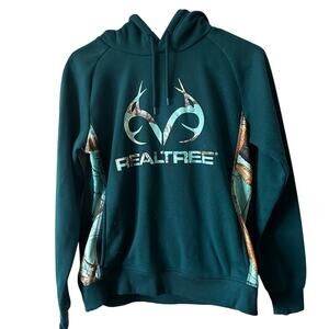 EUC RealTree Turquoise and Camo logo Sweatshirt sz S